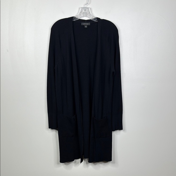 Ann Taylor Sweaters - Ann Taylor Black Ribbed Open Front Cardigan Sweater Duster Women's Size Large